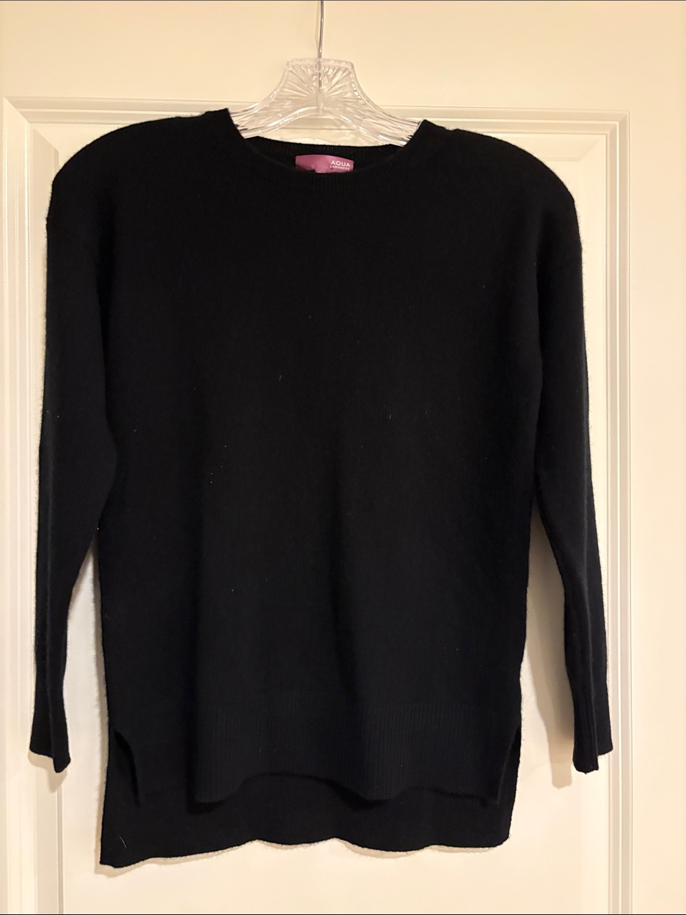 Aqua Black Crewneck Cashmere Girls’ Sweater